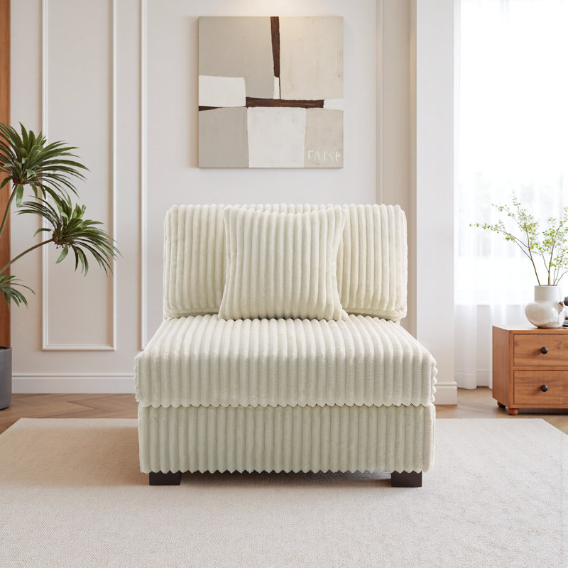Upholstered Accent Chair with Footstool, White