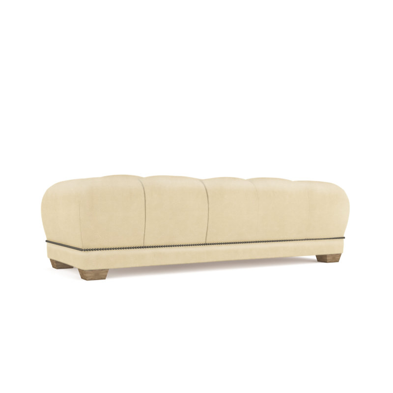 Hudson Ottoman, Plush Velvet Oyster, Weathered
