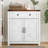 Farmhouse Storage Cabinet with Drawer, Adjustable Shelf, and Walnut Countertop