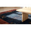 Tapis bleu antique en laine à motif oiseau minimaliste
