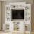 Donyell 102.8"W Farmhouse Entertainment Center Wall Unit with Bookshelves and Storage Cabinets for TVs up to 60", White-1563728082
