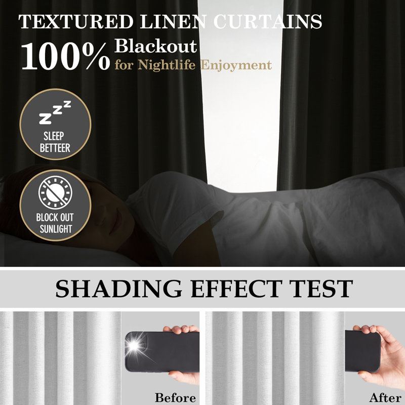 Blackout Curtains,Thermal Insulated Drapes with Hooks 2 Panel Sets,Back Tab 100% Room Darkening Window Curtains, Snow White