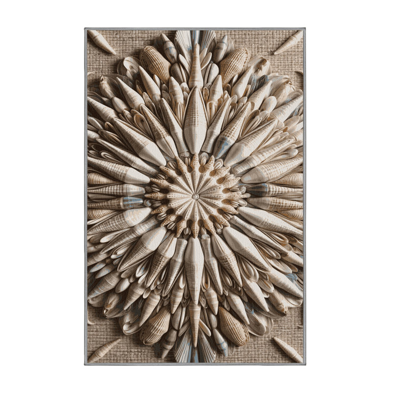  Tapis bord de mer lavable Mandala, Rectangulaire 7 pi x 10 pi