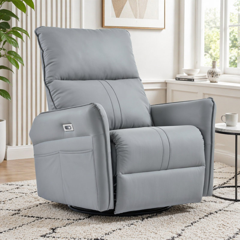 Fauteuil inclinable électrique à bascule, Polyuréthane, Blue-gray, 270°