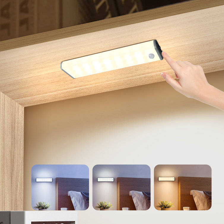 3Colors Decorative Battery Under Cabinet Light, 48LED Wireless Rechargeable Motion Sensor Closet Light