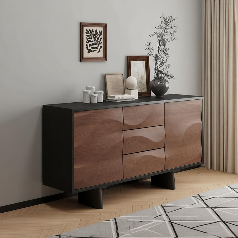 Buffet de rangement rétro multifonctionnel, H 33,46 po x l 59,05 po x P 17,71 po