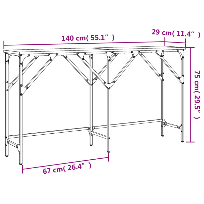 Nycole Console Table, 75 H x 140 W x 29 D cm, Grey Sonoma
