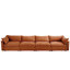 Chenille orange, très grands coussins intégrés pour quatre personnes et accoudoirs, rangement escamotable, tiroirs de rangement en tissu lisse, passepoil exquis, peau douce, configurations à sièges multiples-1002560049