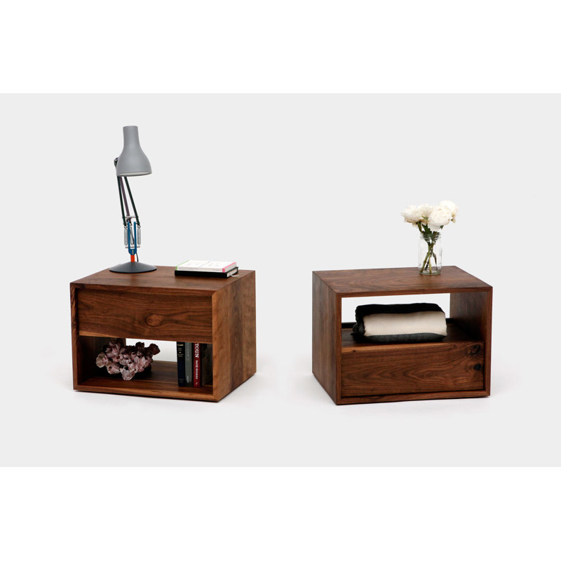 THN 1 - Drawer Solid Wood Nightstand, Walnut