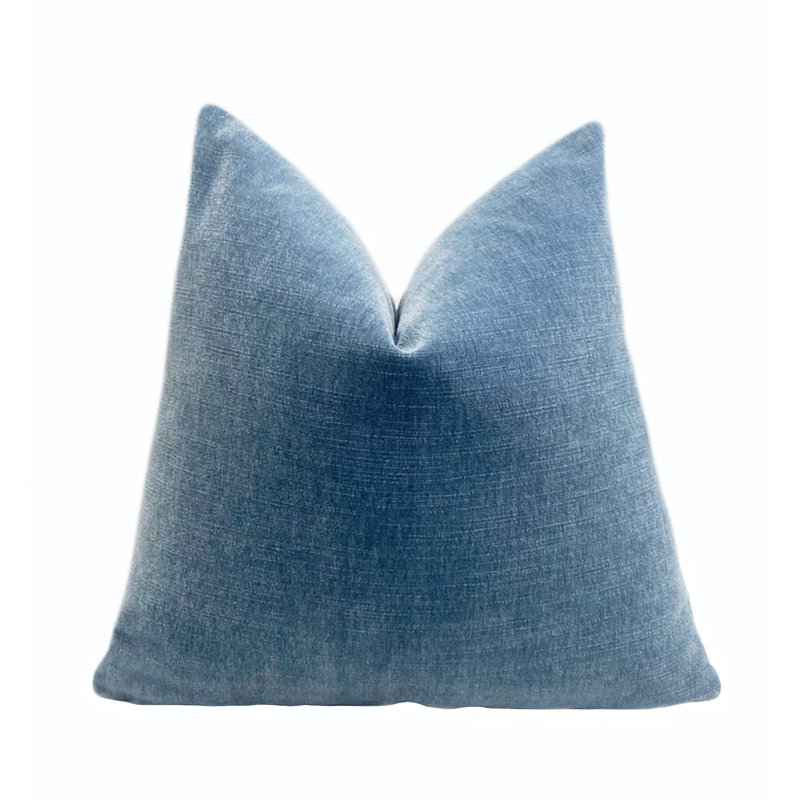 Solid Velvet Throw Pillow Cover, 22" x 22", Coastal Blue