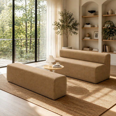 Ensemble de canapé-lit modulaire 60 po, sièges et bancs indépendants doubles, convertible en canapé-lit, sans assemblage, tissu en velours côtelé ondulé