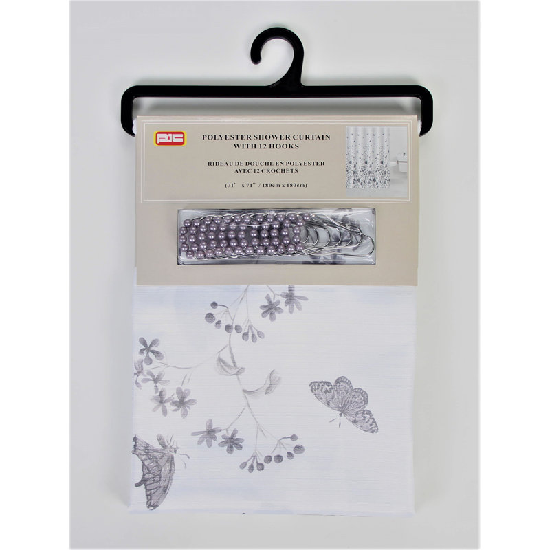 Ensemble de rideau de douche floral 13 pièces + crochets