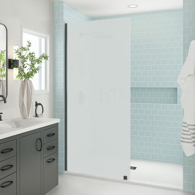 Elyse XL 36 in. W x 80 in. H Fixed Frameless Shower Door with Ultra-Bright Frosted Glass