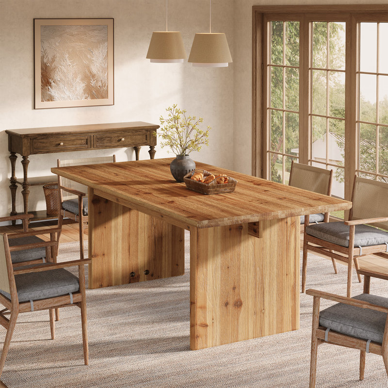 63-Inch Solid Wood Kitchen Dining Table for 4-6