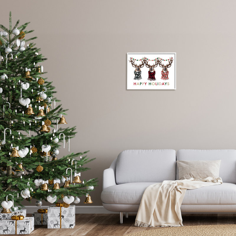 Joyeuses Fêtes Noël, H 16 po x l 20 po x P 1,5 po, Giclée encadrée blanc bord de mer