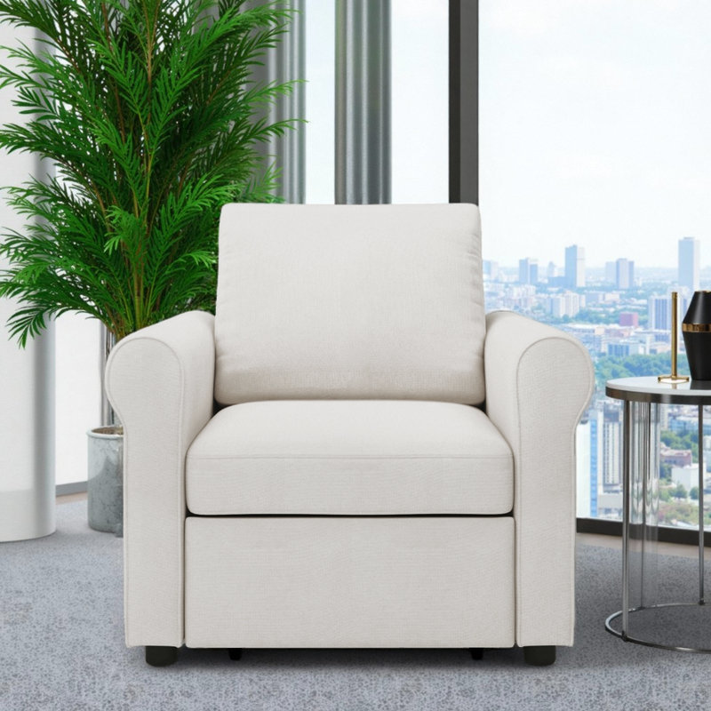 Canapé-lit convertible multifonctionnel avec dossier réglable (capacité de 440 lb), Crème, crème