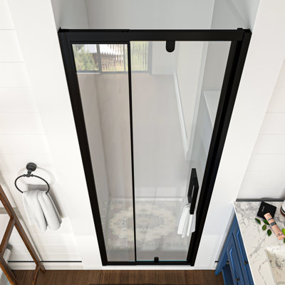 Porte de douche pivotante semi-sans cadre avec verre trempé transparent l 28 à 32 po x H 72 po