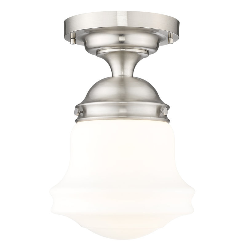 Luminaire suspendu semi-encastré en verre Neriah, Nickel brossé, H 15,75 po x l 10,5 po