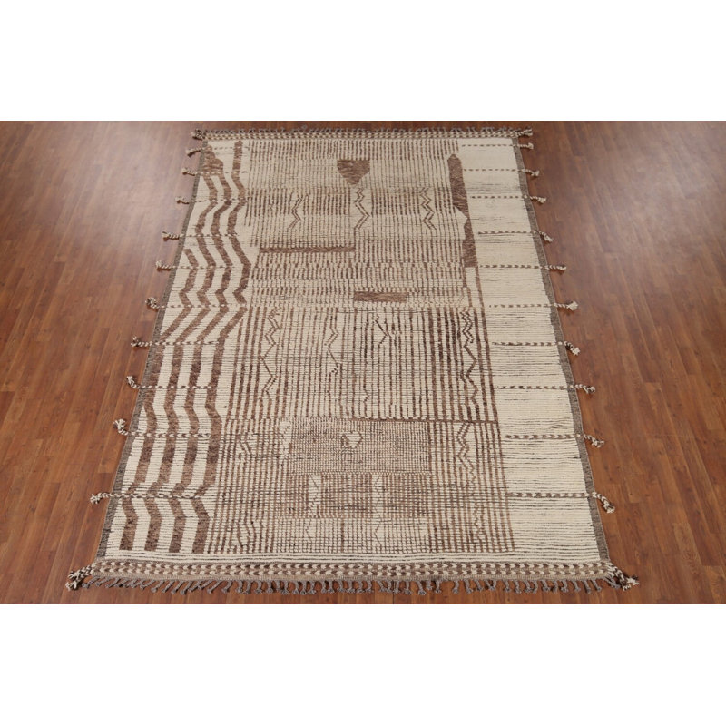 Tapis marocain en laine à rayures All-Over 8 x 11