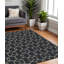 Tapis carré / extérieur carré en polypropylène à motif géométrique bleu marine / beige
