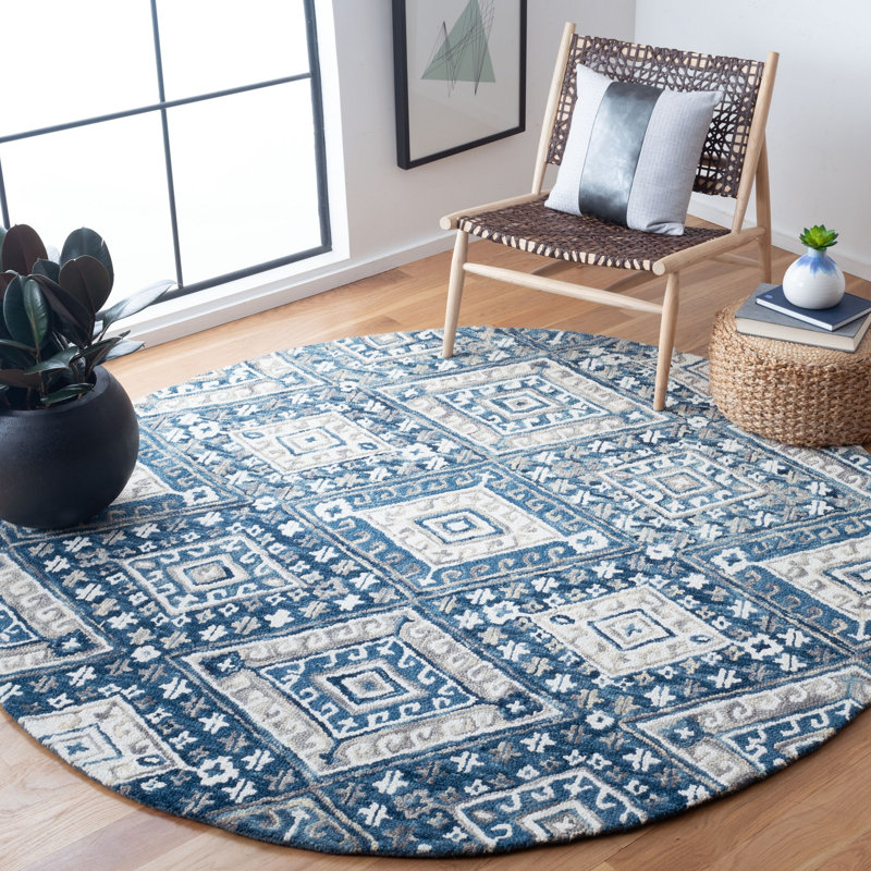 Vahakn Hand Tufted Wool Geometric Rug, Rectangle 4' x 6'