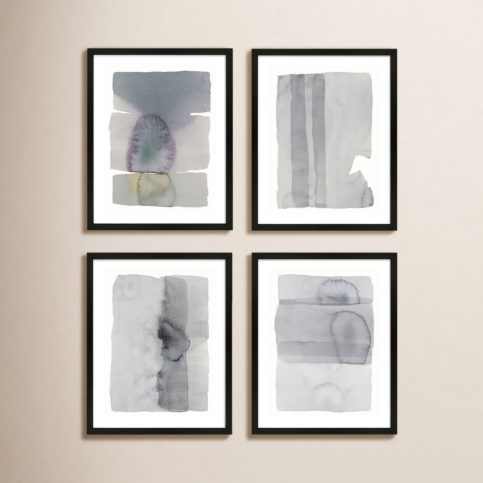 Gray On Gray Set Of 4 by Jacques Pilon, Black, 25" H x 20" W