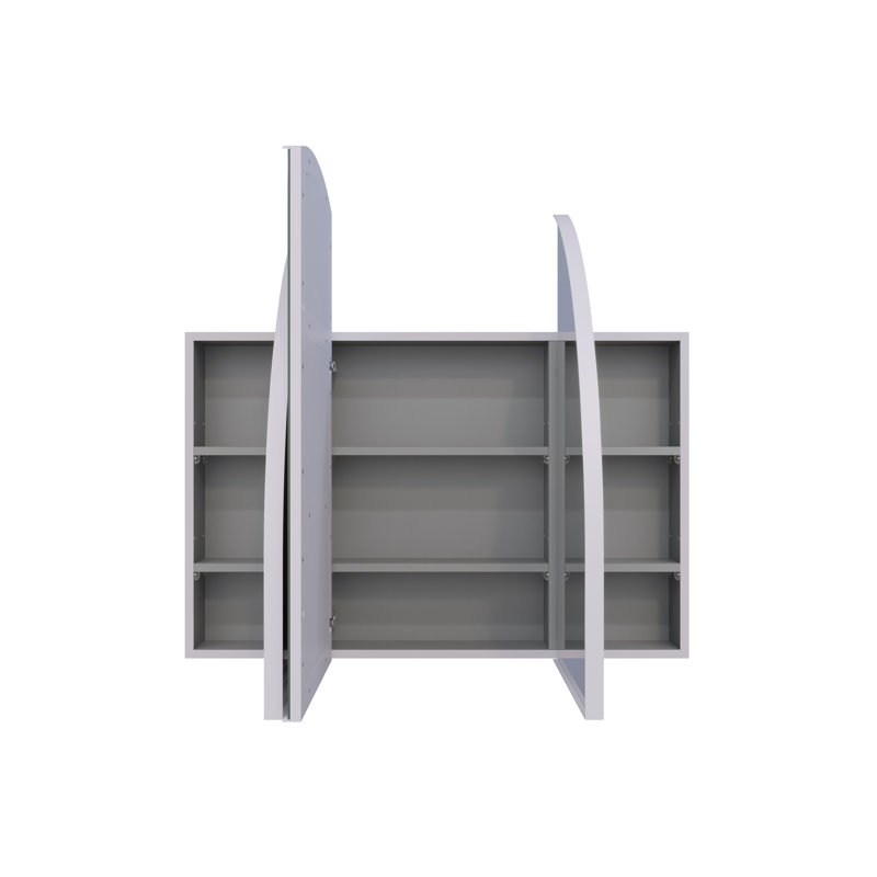 Recessed Framed 3 Doors Medicine Cabinet with 3 shelves, White