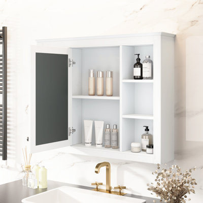 Armoire de salle de bain avec miroir, 35 po x 27,5 po, construction, intimité dissimulée -, vaste espace de rangement