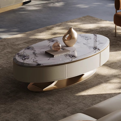 Table basse légère de luxe en forme de plaque ovale