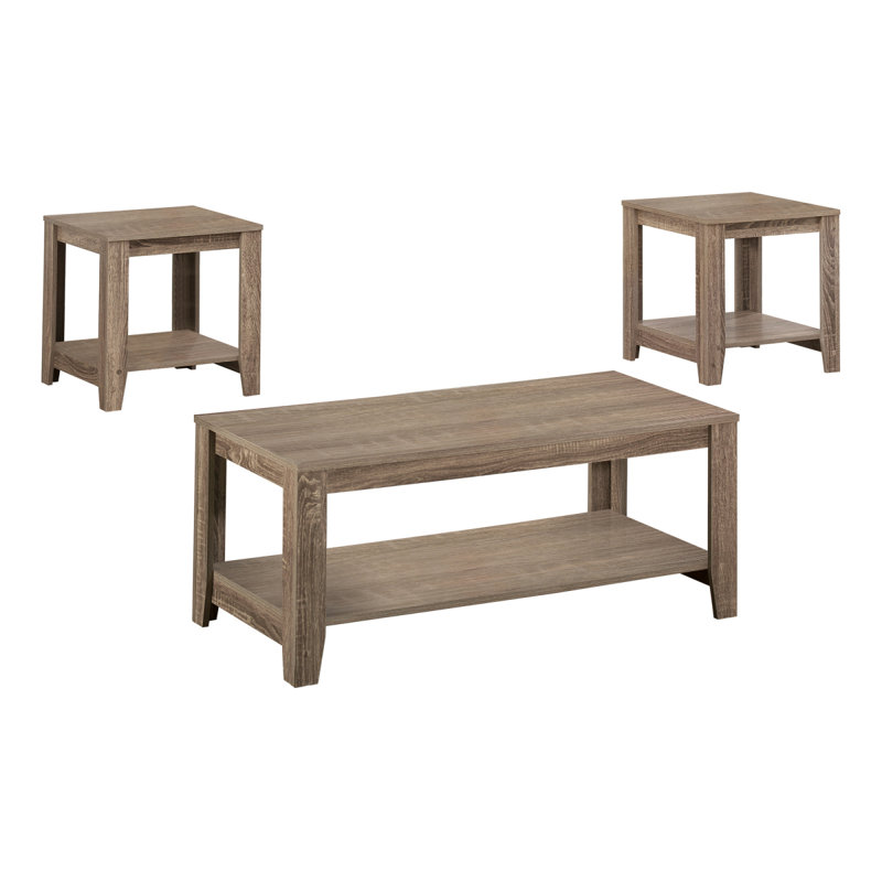 3pcs Modern Coffee Table Set, Farmhouse Coffee Table Living Room Tables for Living Room, Taupe Brown