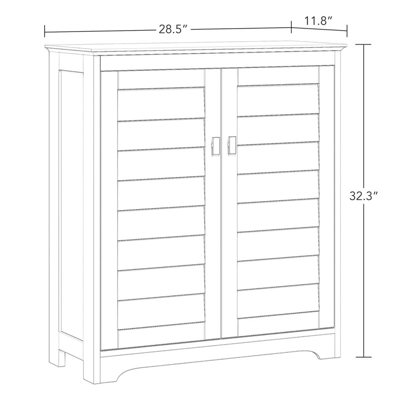 RiverRidge Brookfield Two-Door Floor Bathroom and Laundry Storage Cabinet and Organizer with Adjustable Shelves - White