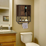 Medicine Cabinet with Two Barn Door,with Adjustable Shelf and Towel Bar