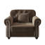 Velours tapissier simple de 41,3 po, brun, style moderne Mid-Century, garniture cloutée, roulé, bouton, cadre, rembourrage à ressorts et éponge brun