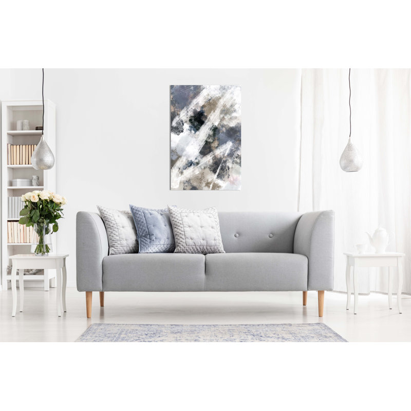 Abstract Grey & Black Painterly - Wrapped Canvas Painting, 91cm H x 61cm W