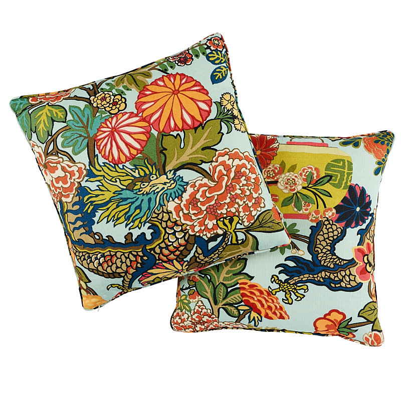 Chiang Mai Dragon Pillow, Aquamarine