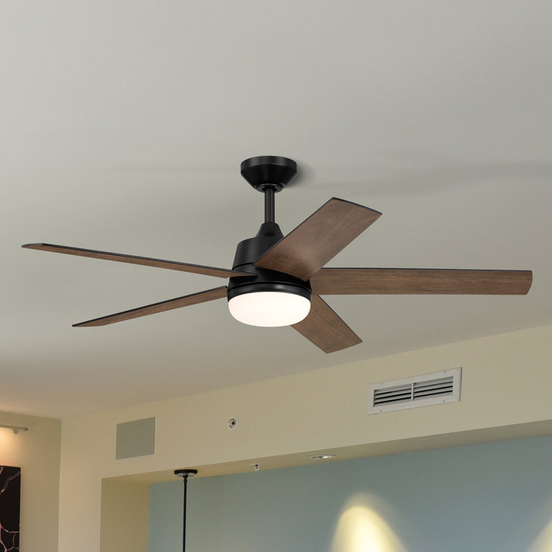Ventilateur de plafond 52 po avec lumières DEL Purab, Noir mat