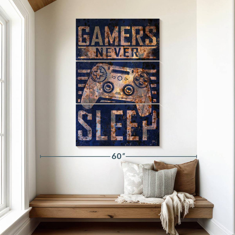Senne Gamers Never Sleep Typography, 50" H x 32" W