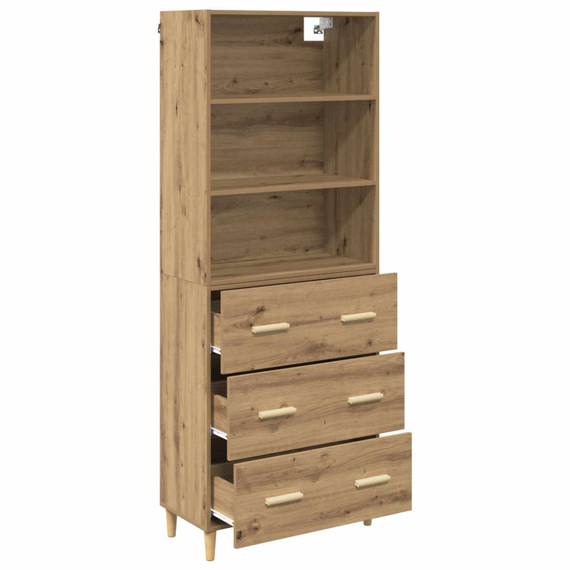  Highboard Old Wood 69.5 X 32.5 X 180 Cm Engineered Wood, Artisan Oak
