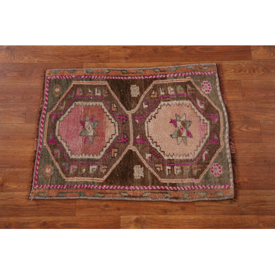 Tapis de vestibule tribal oriental en laine Anatolian 2x2