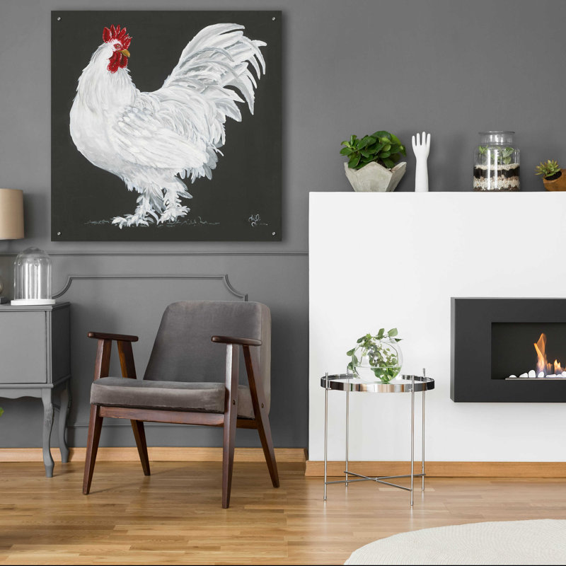 Coq par Hollihocks Art - peinture sans cadre, H 36 po x l 36 po x P 0,2 po