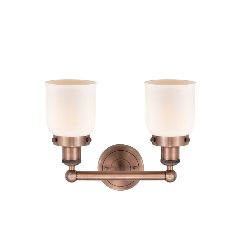 Éclairage pour meuble-lavabo à 2 lumières à intensité variable Corralitos, Blanc mat, Cuivre antique