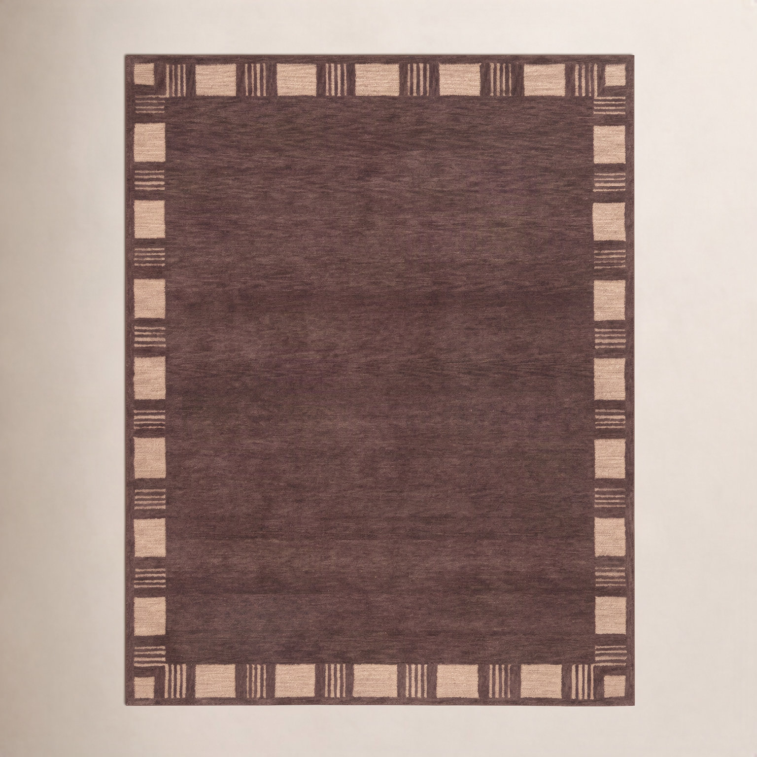 Hand-Tufted Geometric Wool Rug, Red, 3'x5'