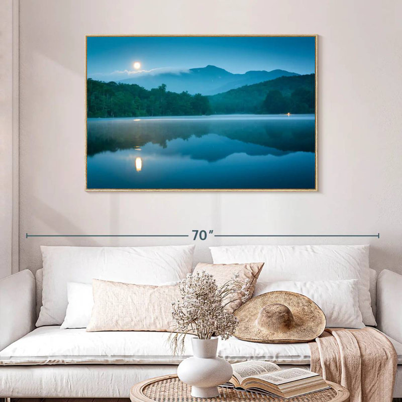 Paysage lunaire, Cadre flottant en bois naturel, 46 po x 31 po
