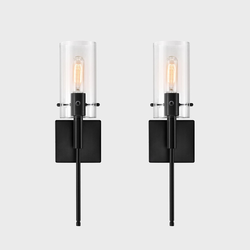 Iron Dimmable Wall Sconce Set, Black