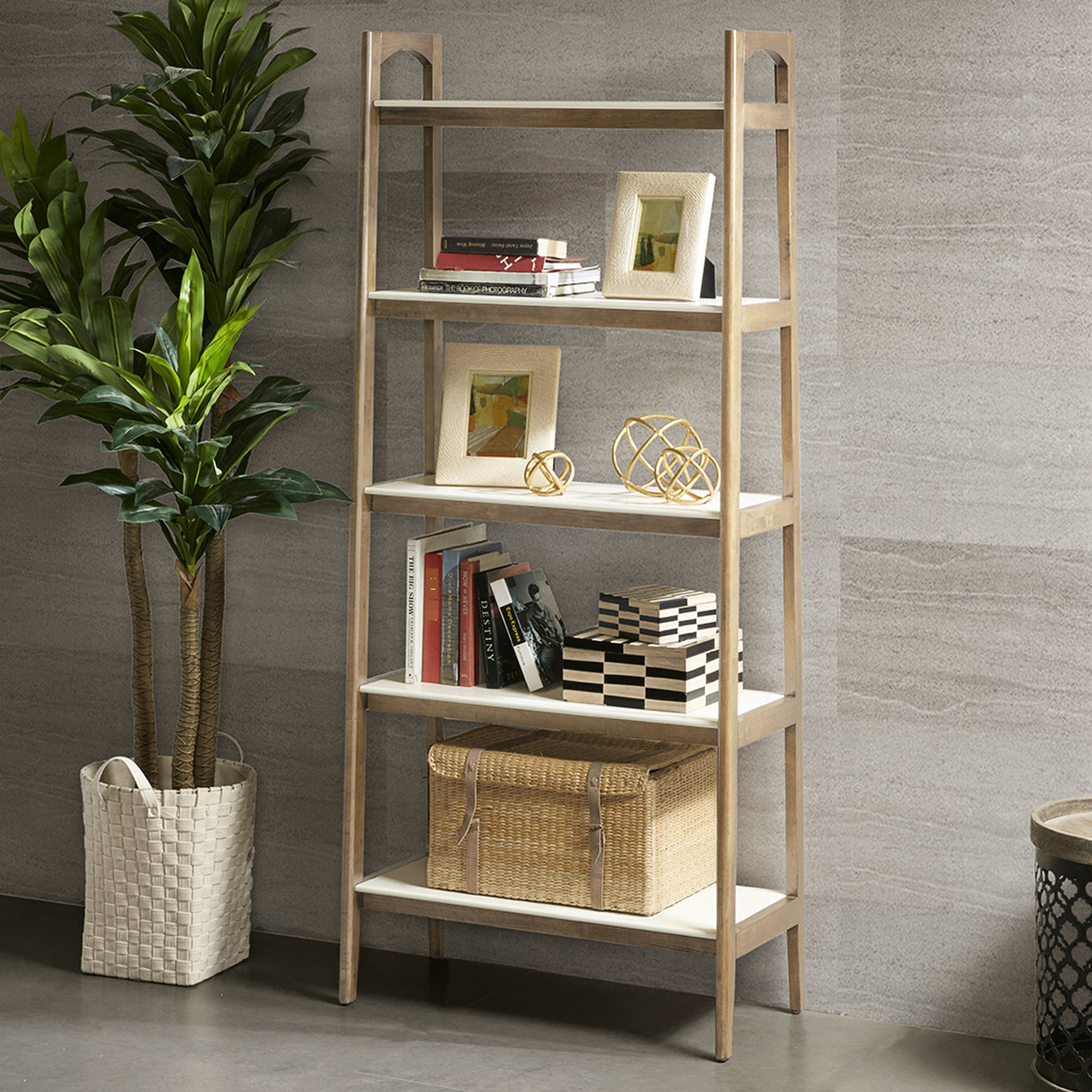 ArtisanArcade Mid-Century Inspired 5 Shelf - Natural Wood, White ...