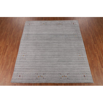 Striped Gray Gabbeh Indian Area Rug 8x10
