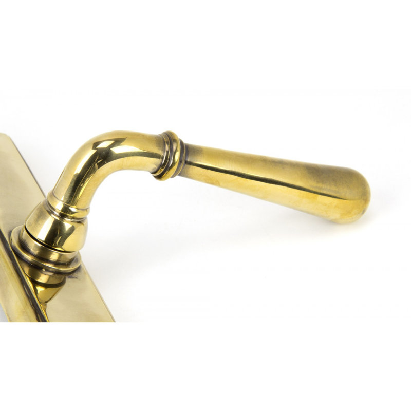 Newbury Lock Door Handle Kit, Aged Brass