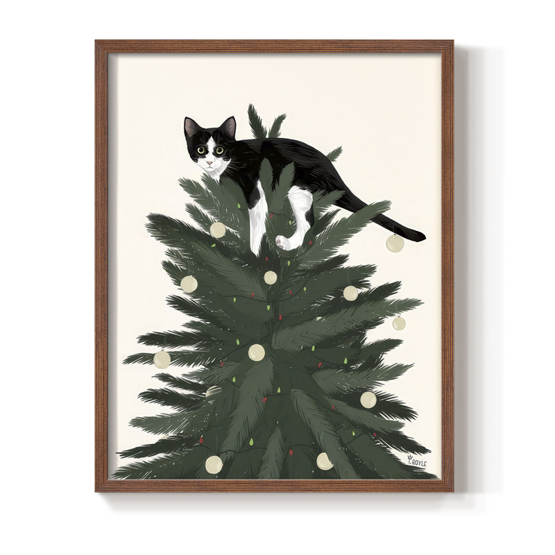 «Rascal Cat V», reproduction encadrée - bois massif, Noyer, H 30 po x l 24 po