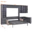 Grand lit escamotable mural avec rangement hydraulique, canapé, tablettes et tiroirs, éclairage DEL / USB, panneau gris foncé, canapé beige