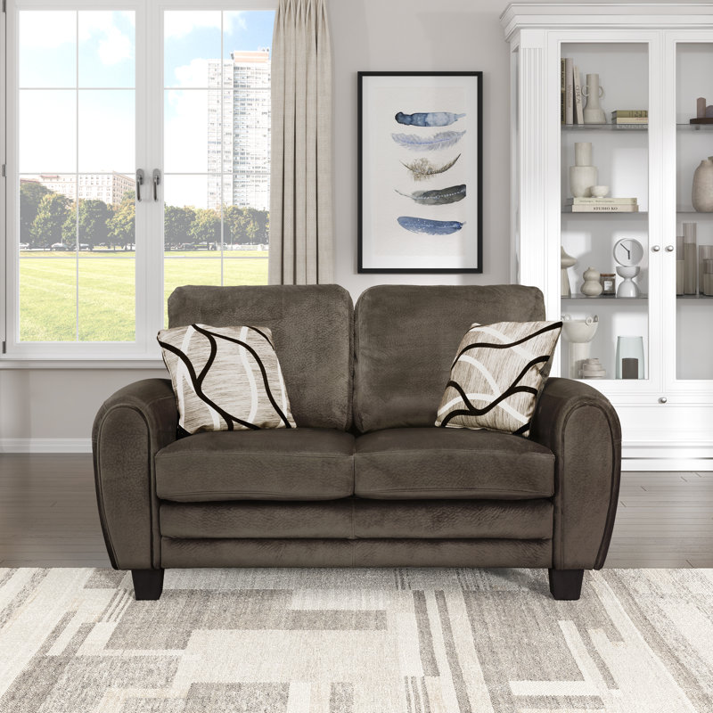 Manwi 61.5" Modern & Contemporary Faux Leather Loveseat with Durable Solid Wood & Plywood Frame, Chocolate Faux leather